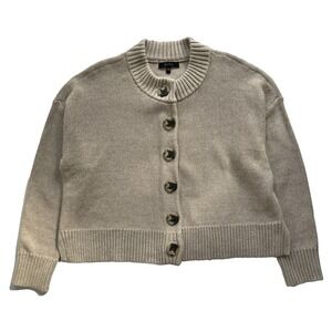 Quince Womens Cardigan XS Beige Camel 100% Organic Cotton Cropped Classic